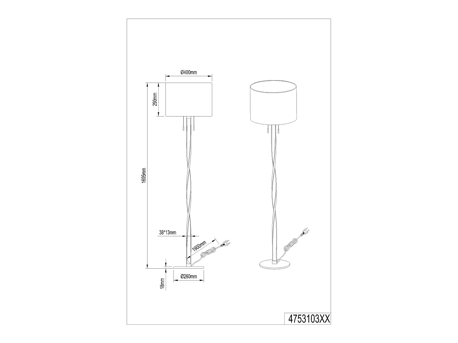 Lampe de sol 2 éclairages Nandor