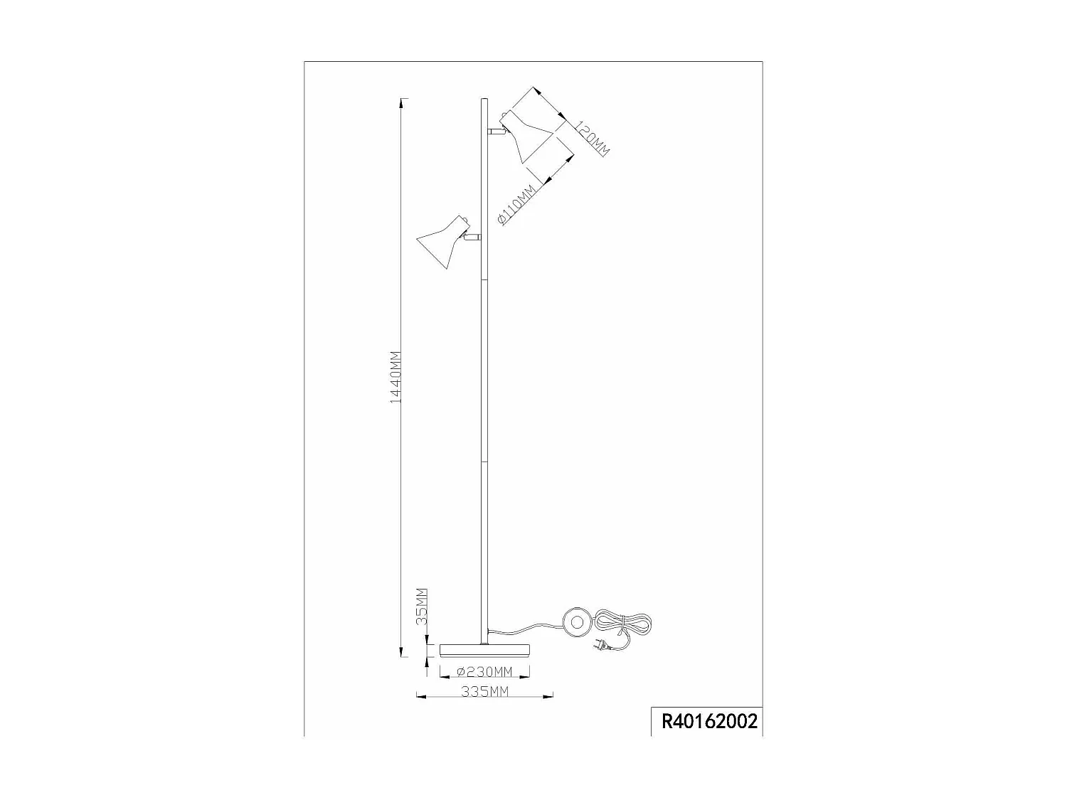 Lampadaire Nina noir et or