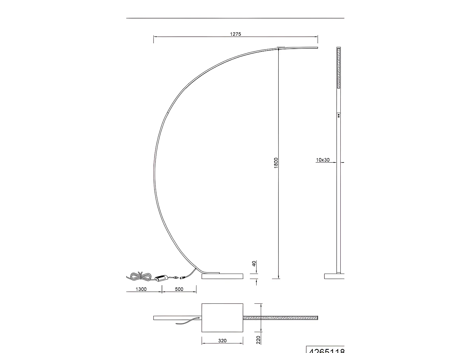 Lampadaire Bangkok à variateur