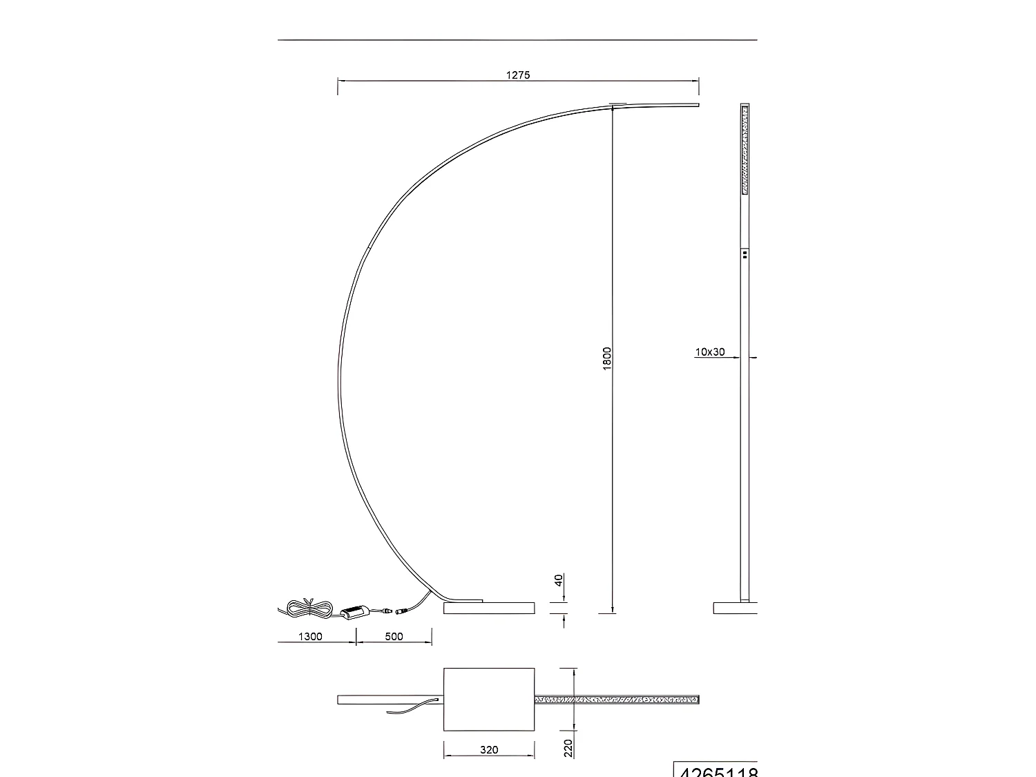 Lampadaire Bangkok à variateur