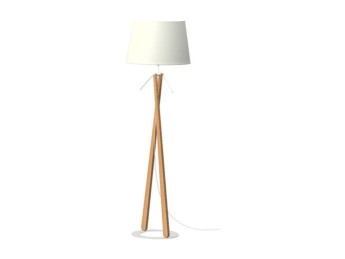 Lampadaire Zazou ls, Bois, Blanc