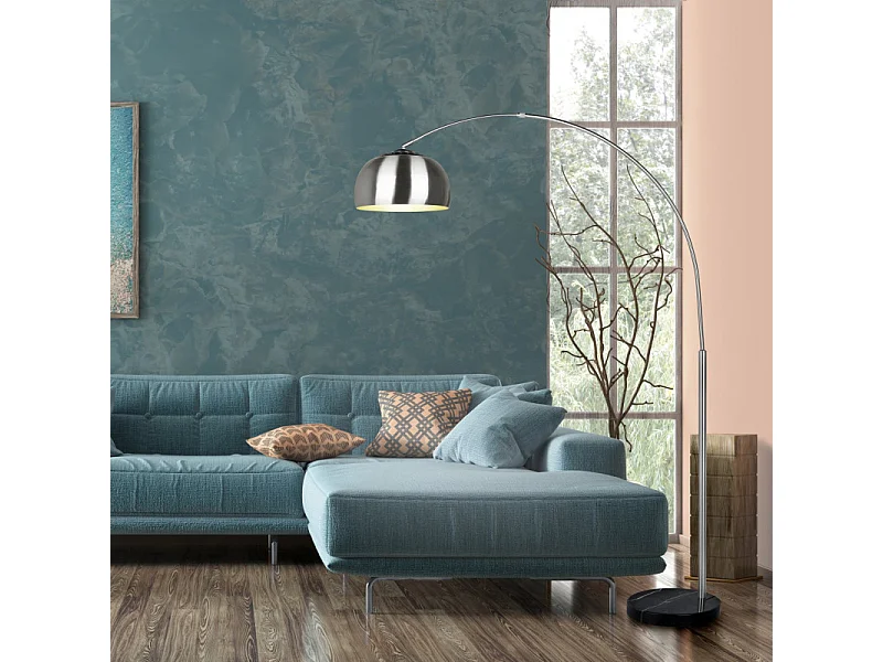 Lampadaire Argentina design en arc métal et marbre