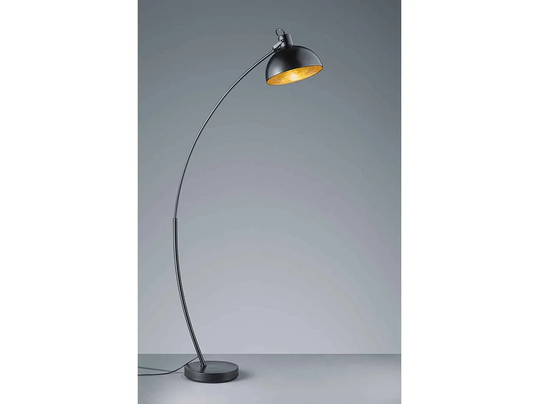 Piantana ad arco, metallo, nero e oro, H 150 cm, Recife