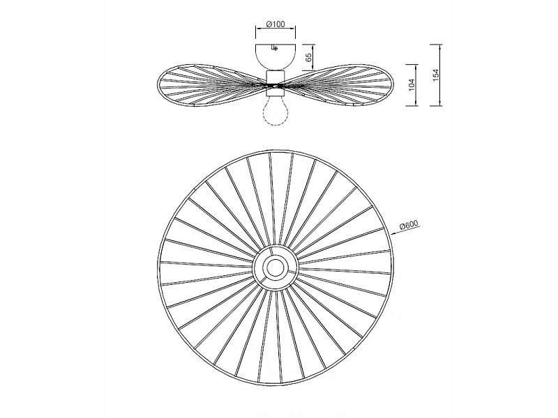 Lampe de plafond design en métal Chapeau