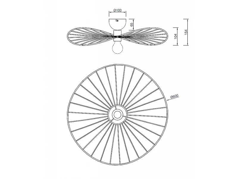 Lampe de plafond design en métal Chapeau