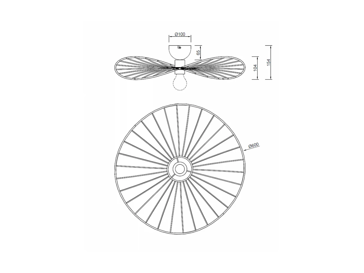 Lampe de plafond design en métal Chapeau