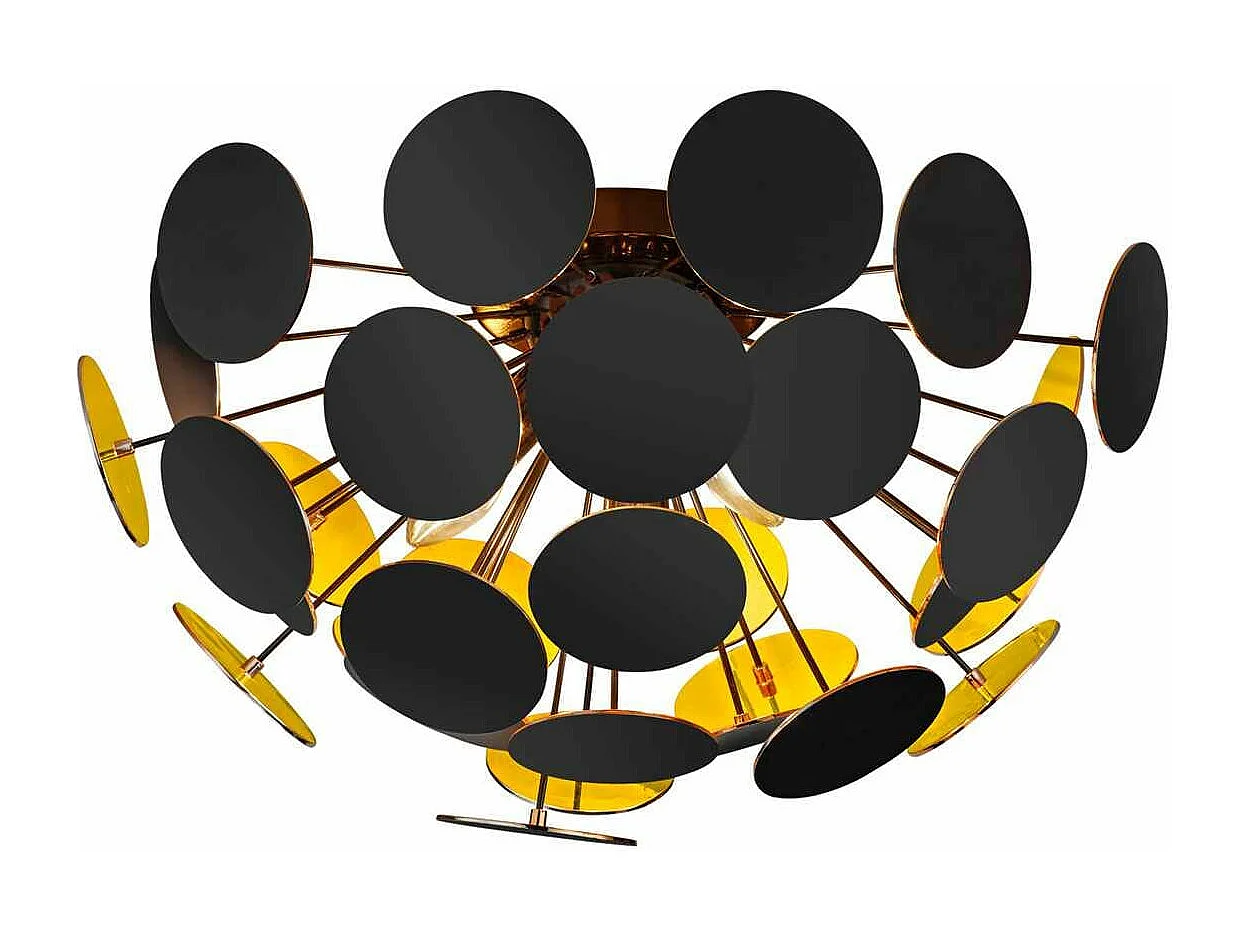 Plafoniera sfera tondi, metallo, nero opaco e oro, D 54 cm, Discalgo