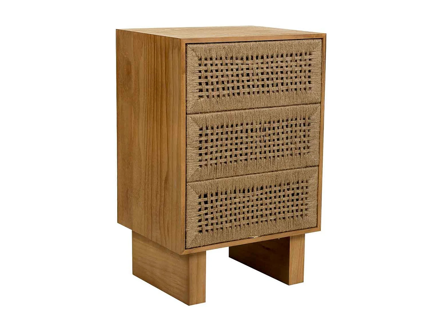 Nachttisch aus Holz und braunem geflochtenem Seil 45x36x55h cm