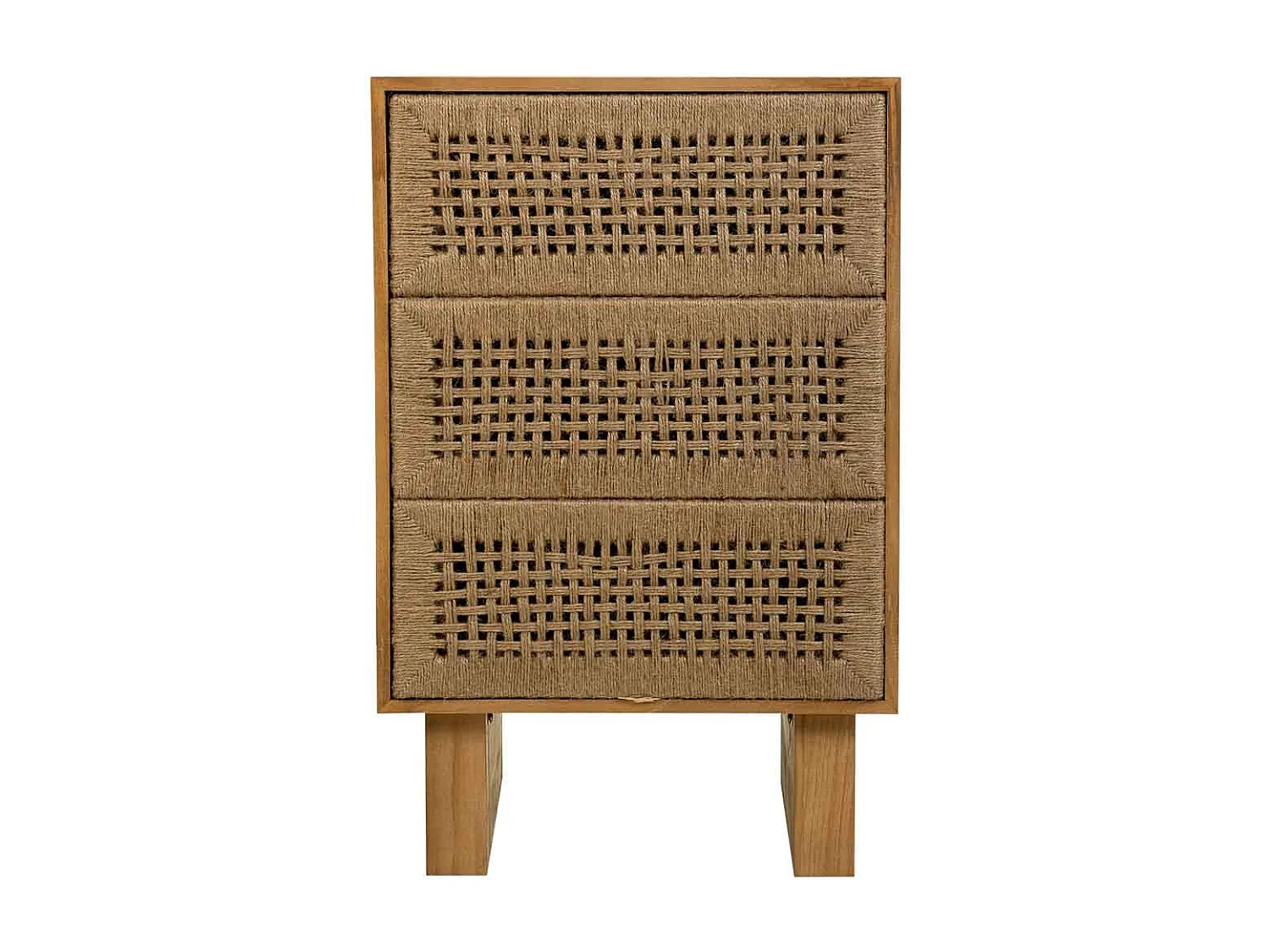 Nachttisch aus Holz und braunem geflochtenem Seil 45x36x55h cm