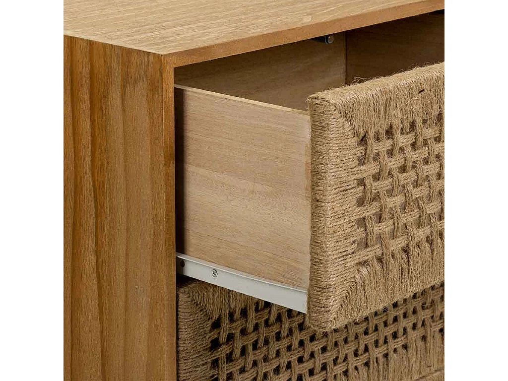 Nachttisch aus Holz und braunem geflochtenem Seil 45x36x55h cm