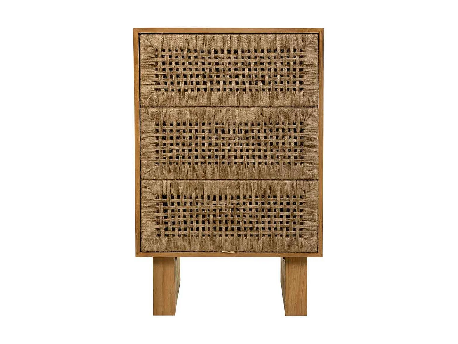 Table de chevet en bois et corde tressée marron 45x36x55h