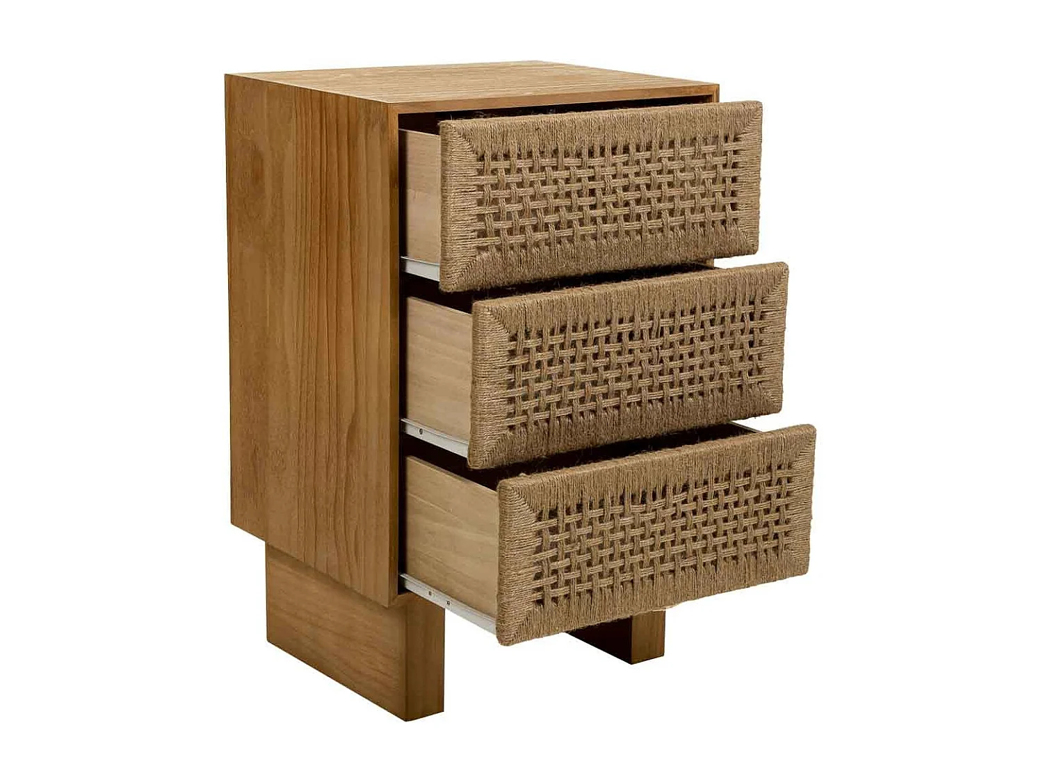 Table de chevet en bois et corde tressée marron 45x36x55h