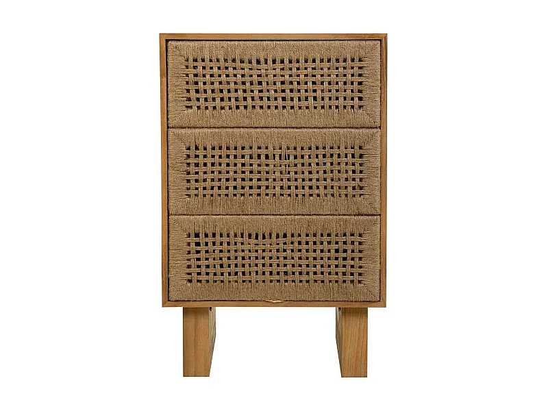 Nachttisch aus Holz und braunem geflochtenem Seil 45x36x55h cm
