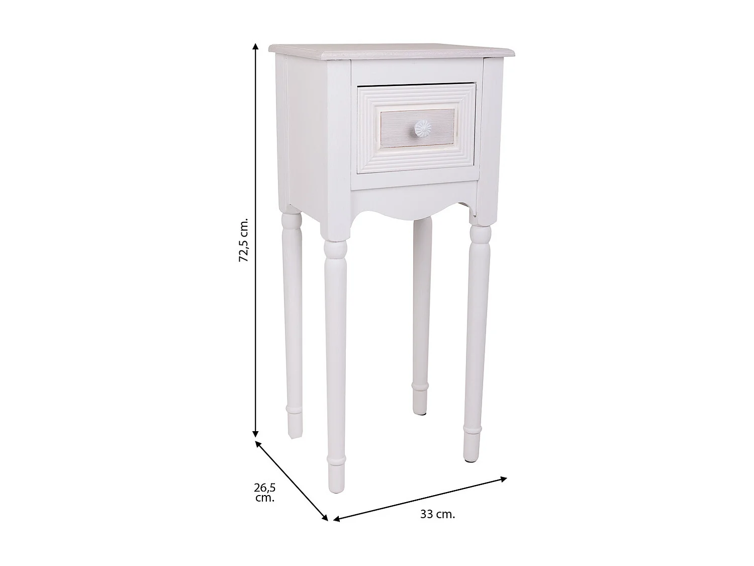 Mesa de telefone em madeira branca 33x26,5x72,5