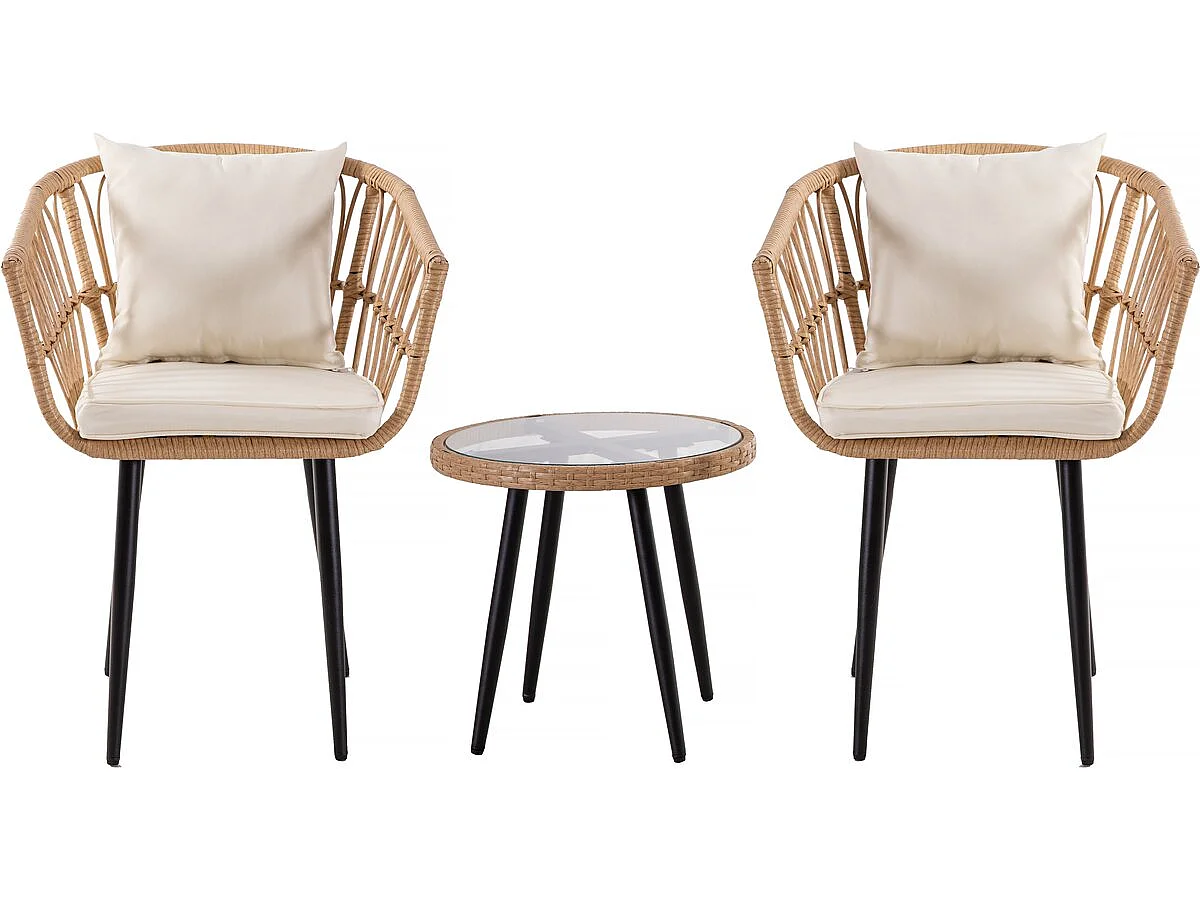 Salon de jardin rotin "Vela" - 2 places - Marron