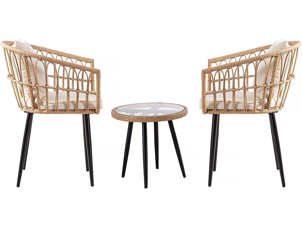 Salon de jardin rotin "Vela" - 2 places - Marron