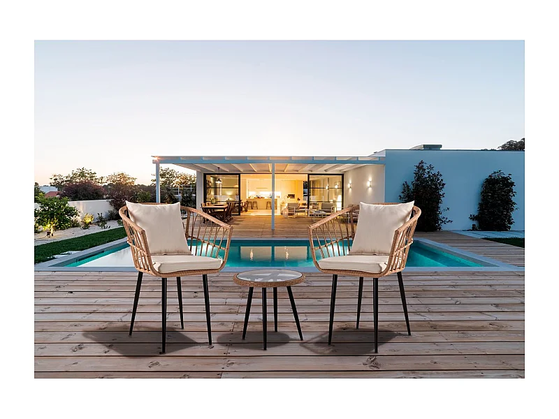 Salon de jardin rotin "Vela" - 2 places - Marron