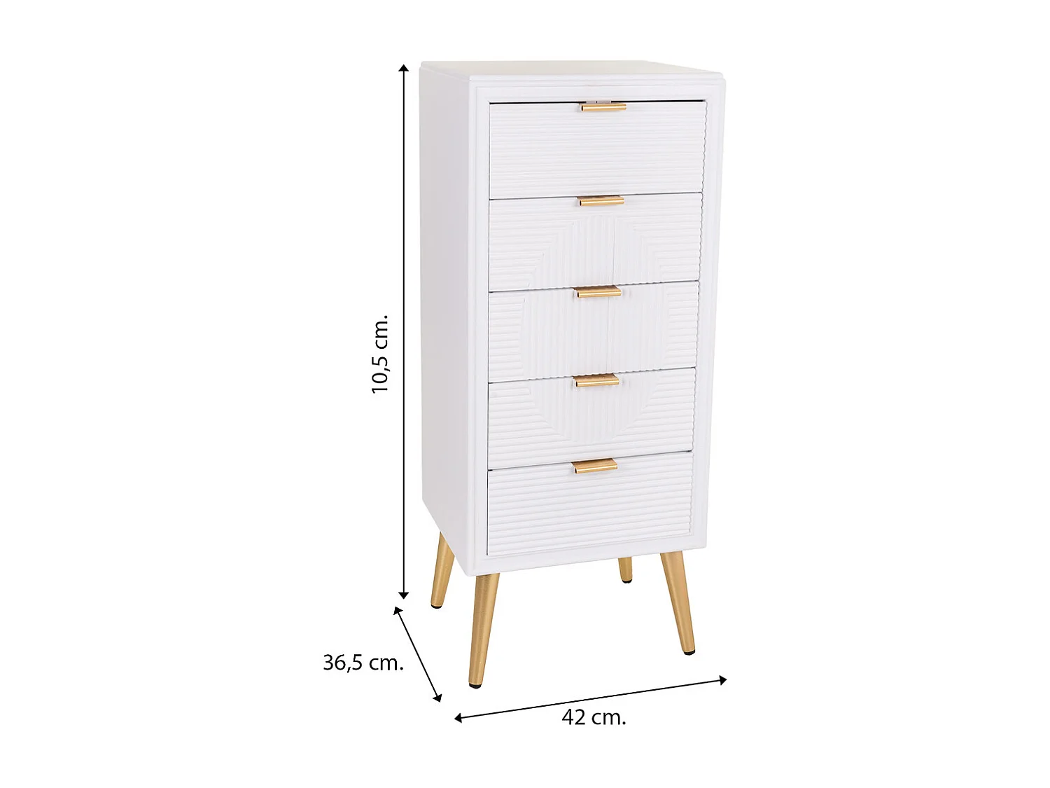 Chiffonier en bois blanc 42x36,5x100,5h