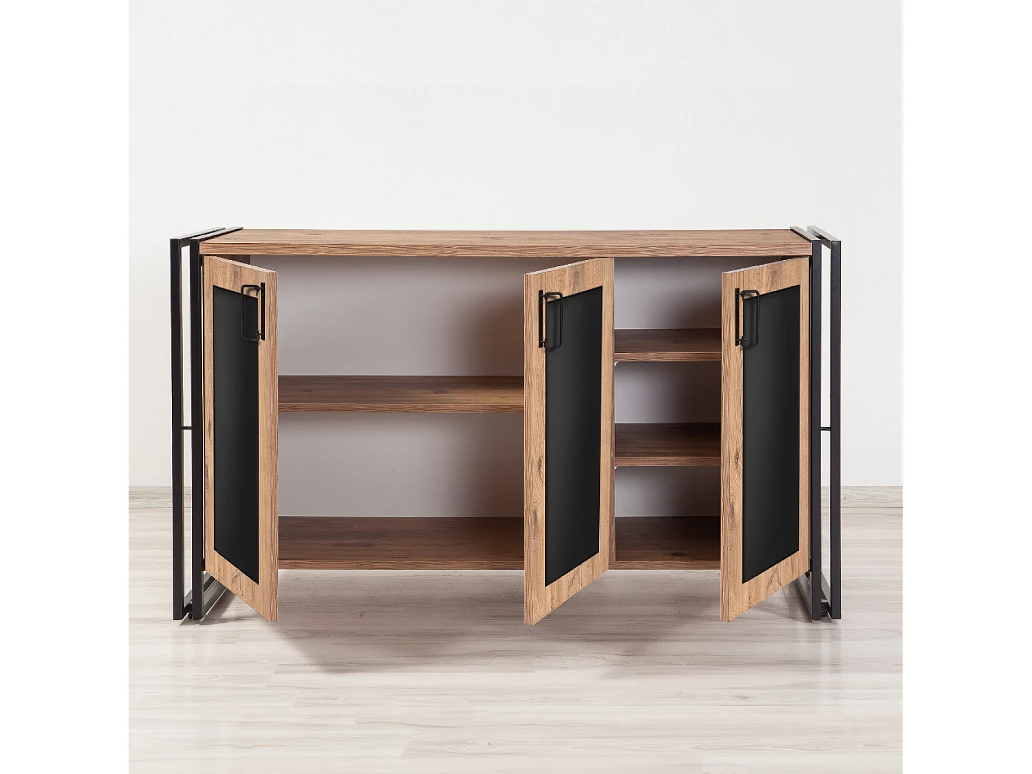 Buffet industriel avec étagères et portes FREDA