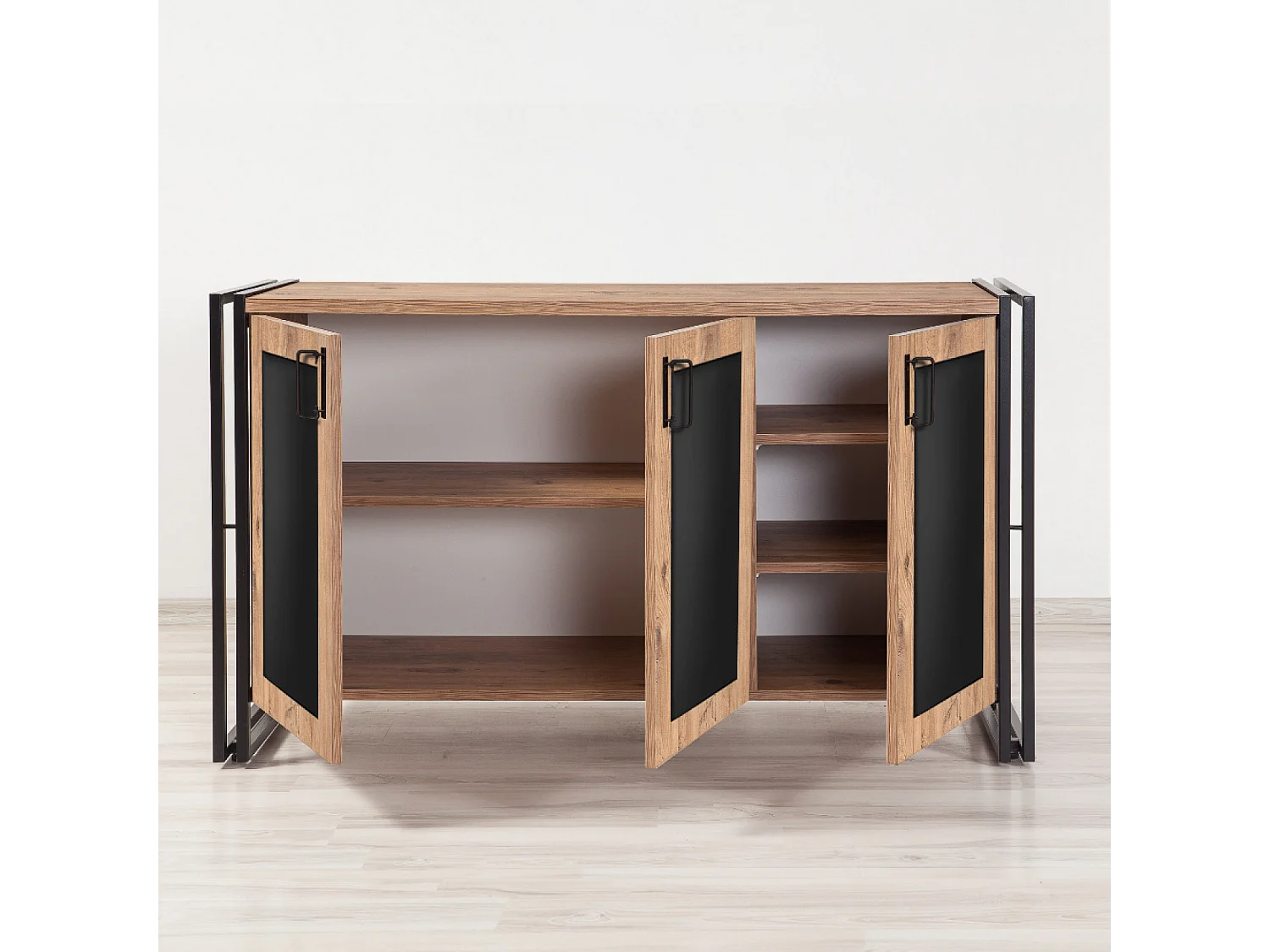 Buffet industriel avec étagères et portes FREDA
