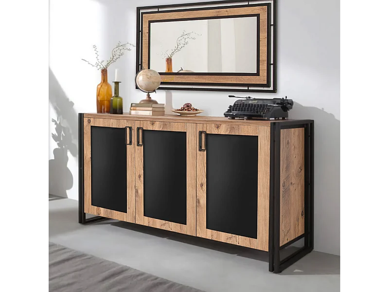 Buffet industriel avec étagères et portes FREDA