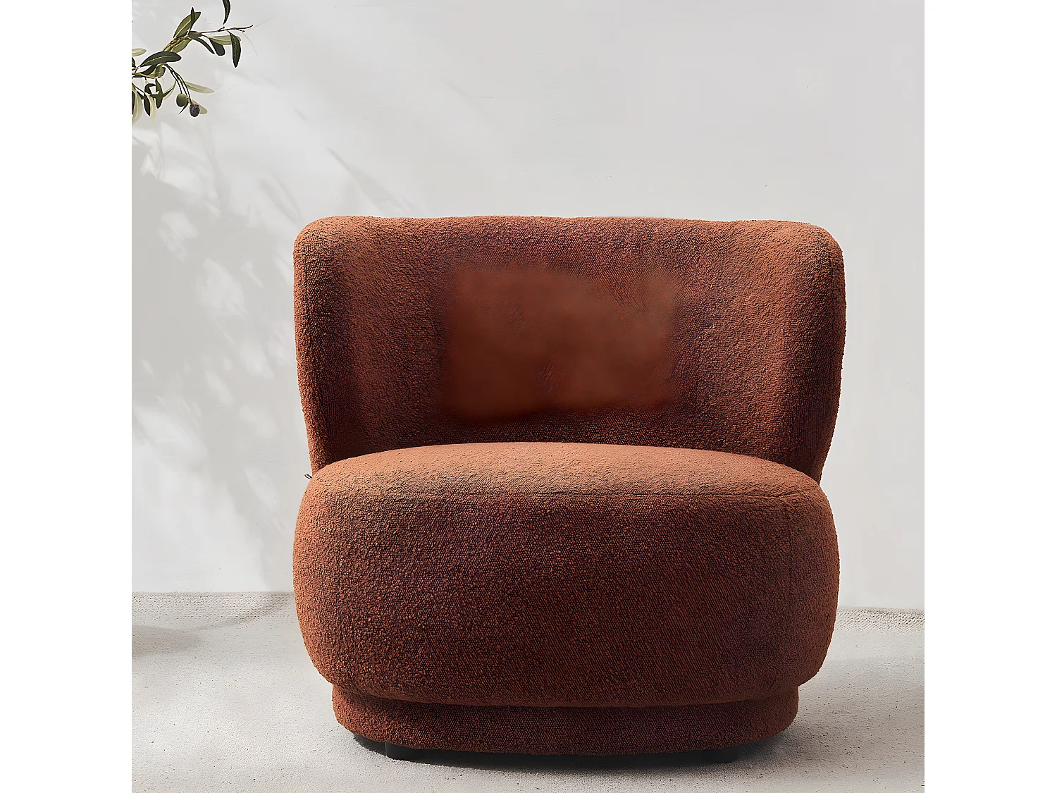 Fauteuil en tissu bouclette rouille - Ester