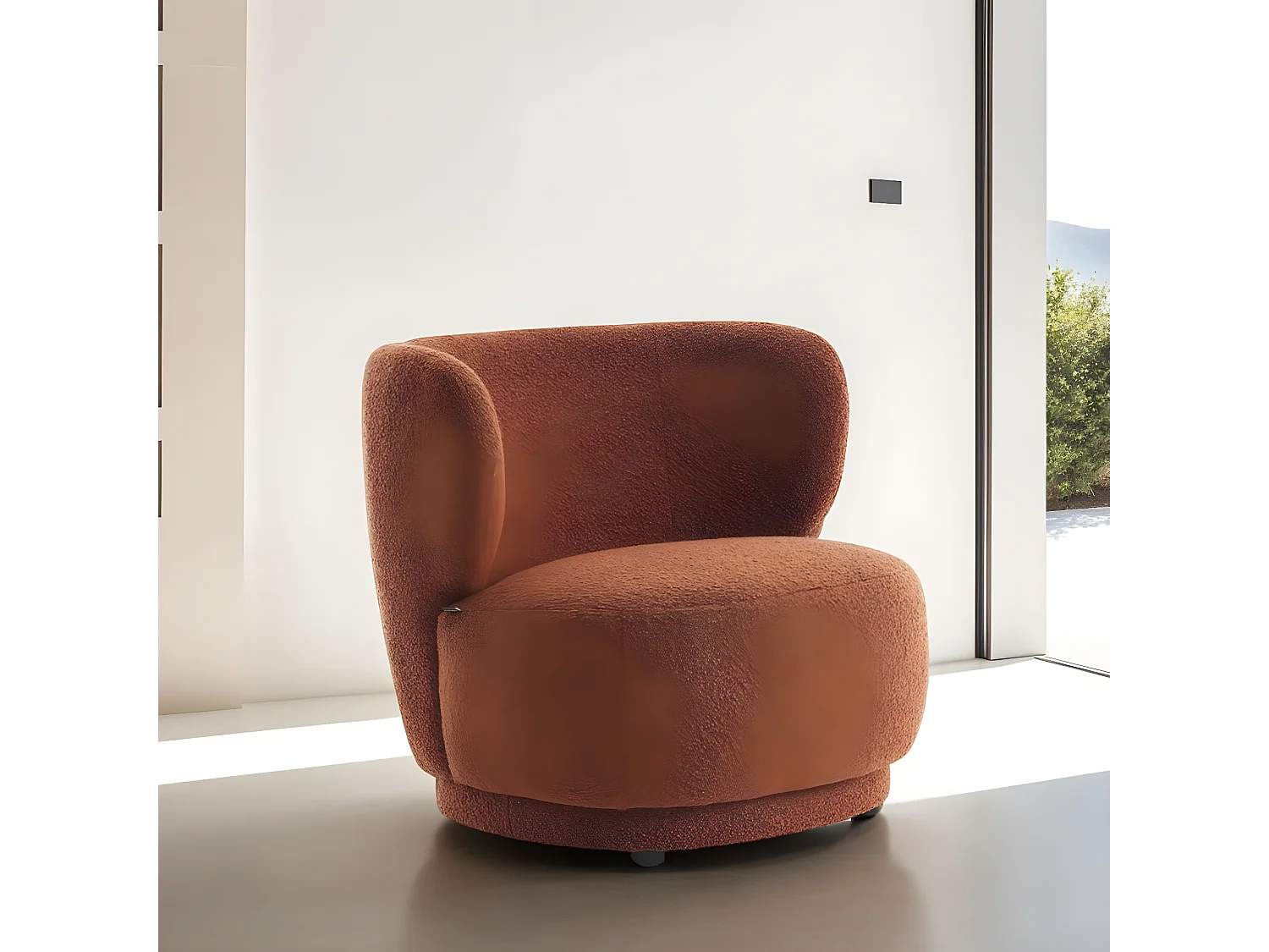 Fauteuil en tissu bouclette rouille - Ester