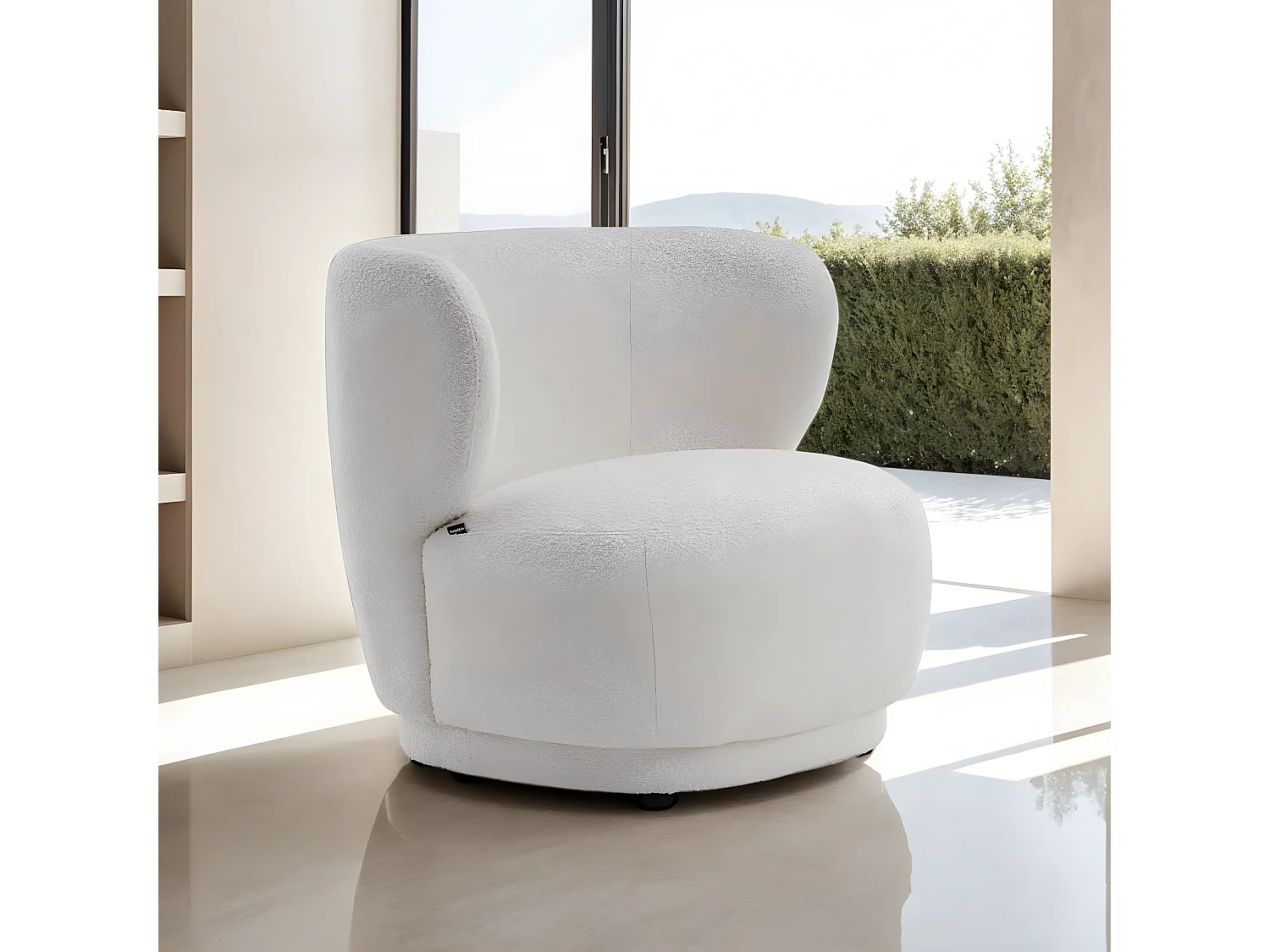 Fauteuil en tissu bouclette écru - Ester