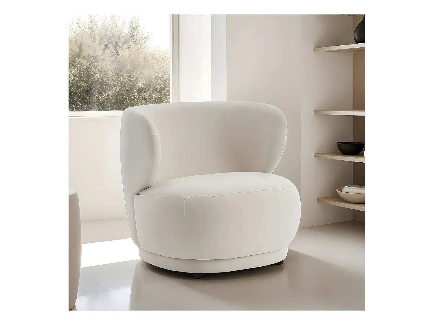Fauteuil en velours beige - Ester