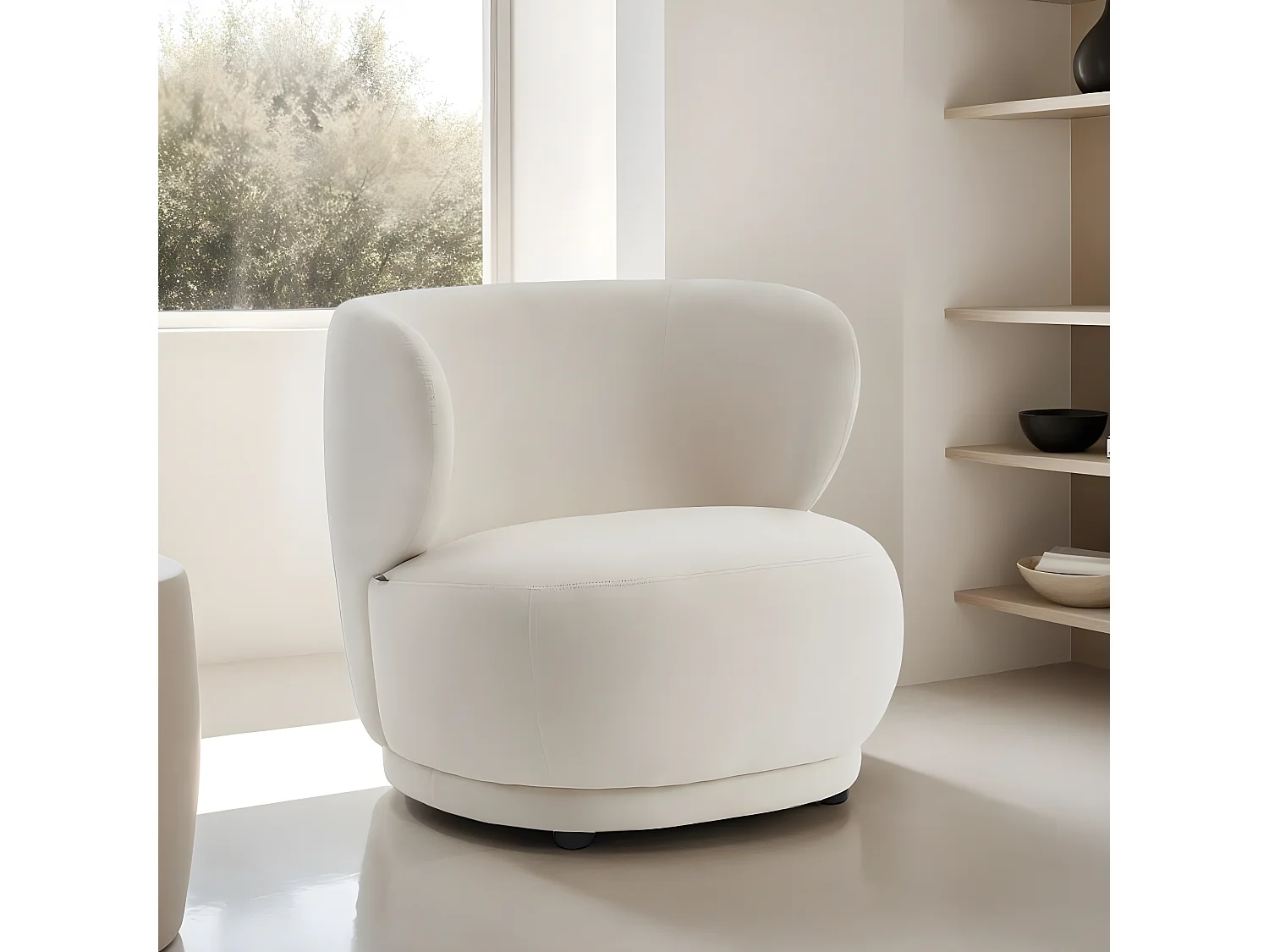 Fauteuil en velours beige - Ester