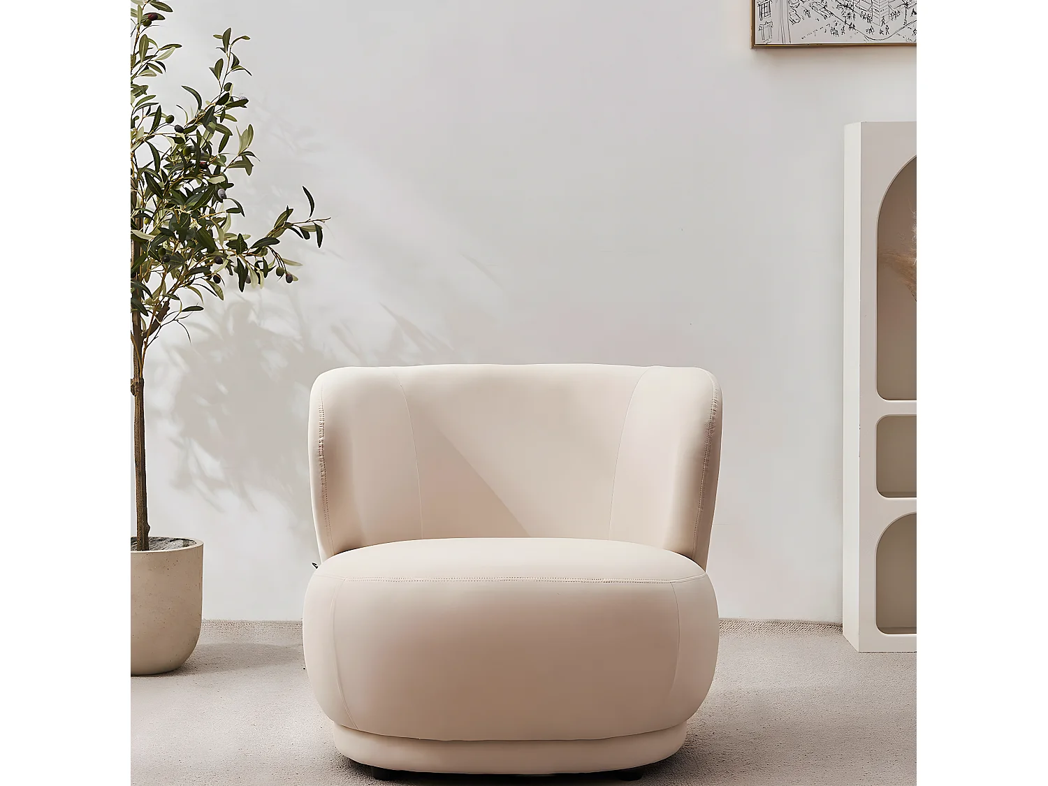 Fauteuil en velours beige - Ester