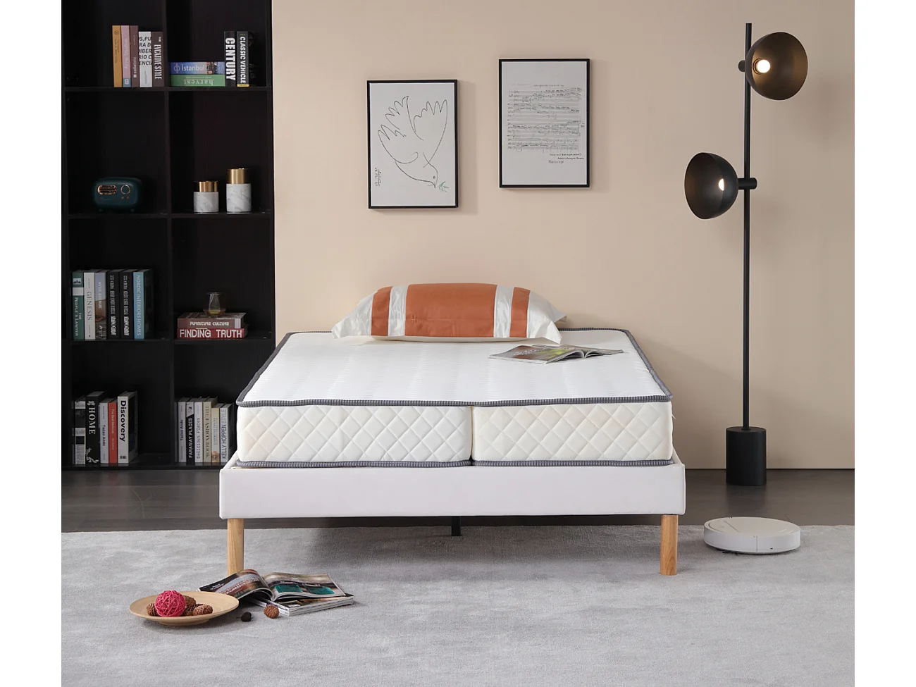 Matelas 120x190 cm ferme clic clac 16 cm ressorts premium mémoire de forme 5 zones confort