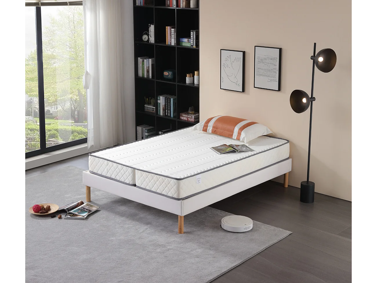 Matelas 140x190 cm Ferme pour Tous Clic Clac x 15 cm Ressorts ensaches + memoire de Forme - Dim Assise 70 cm - 5 Zones d