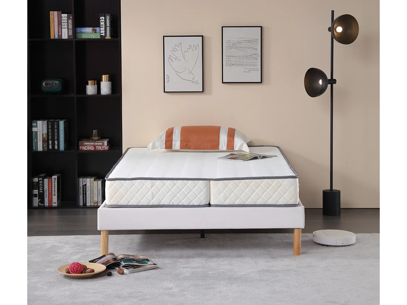 Matelas 140x190 cm Ferme pour Tous Clic Clac x 15 cm Ressorts ensaches + memoire de Forme - Dim Assise 70 cm - 5 Zones d