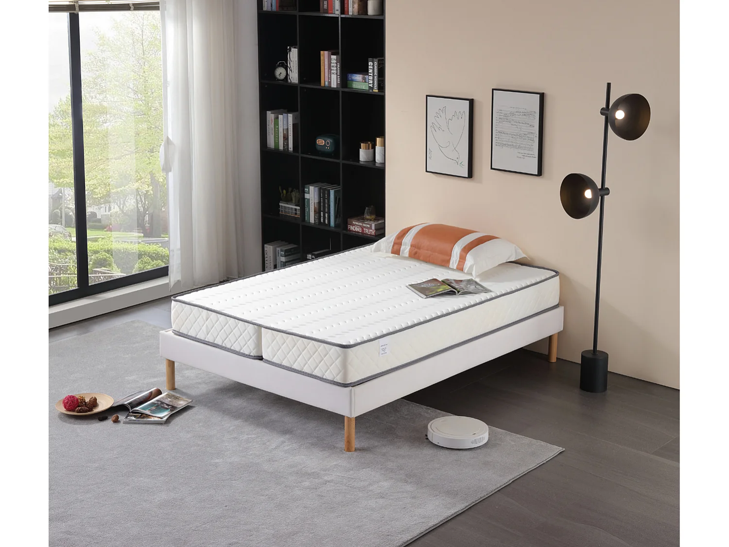 Matelas 120x190 cm Ferme pour Tous Clic Clac x 15 cm Ressorts ensaches + memoire de Forme - Dim Assise 60 cm - 5 Zones d