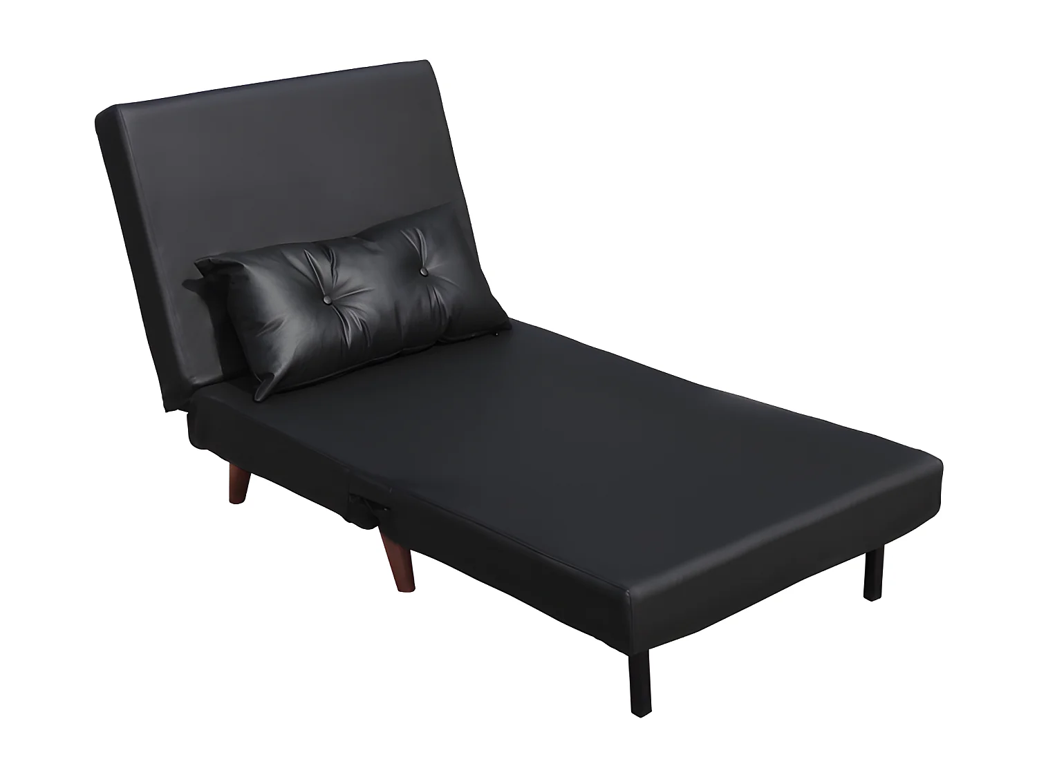 Fauteuil lit convertible une place cuir PU noir facile à nettoyer dimensions 80 x 90 x 84 cm