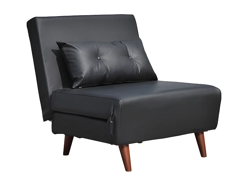 Fauteuil lit convertible une place cuir PU noir facile à nettoyer dimensions 80 x 90 x 84 cm