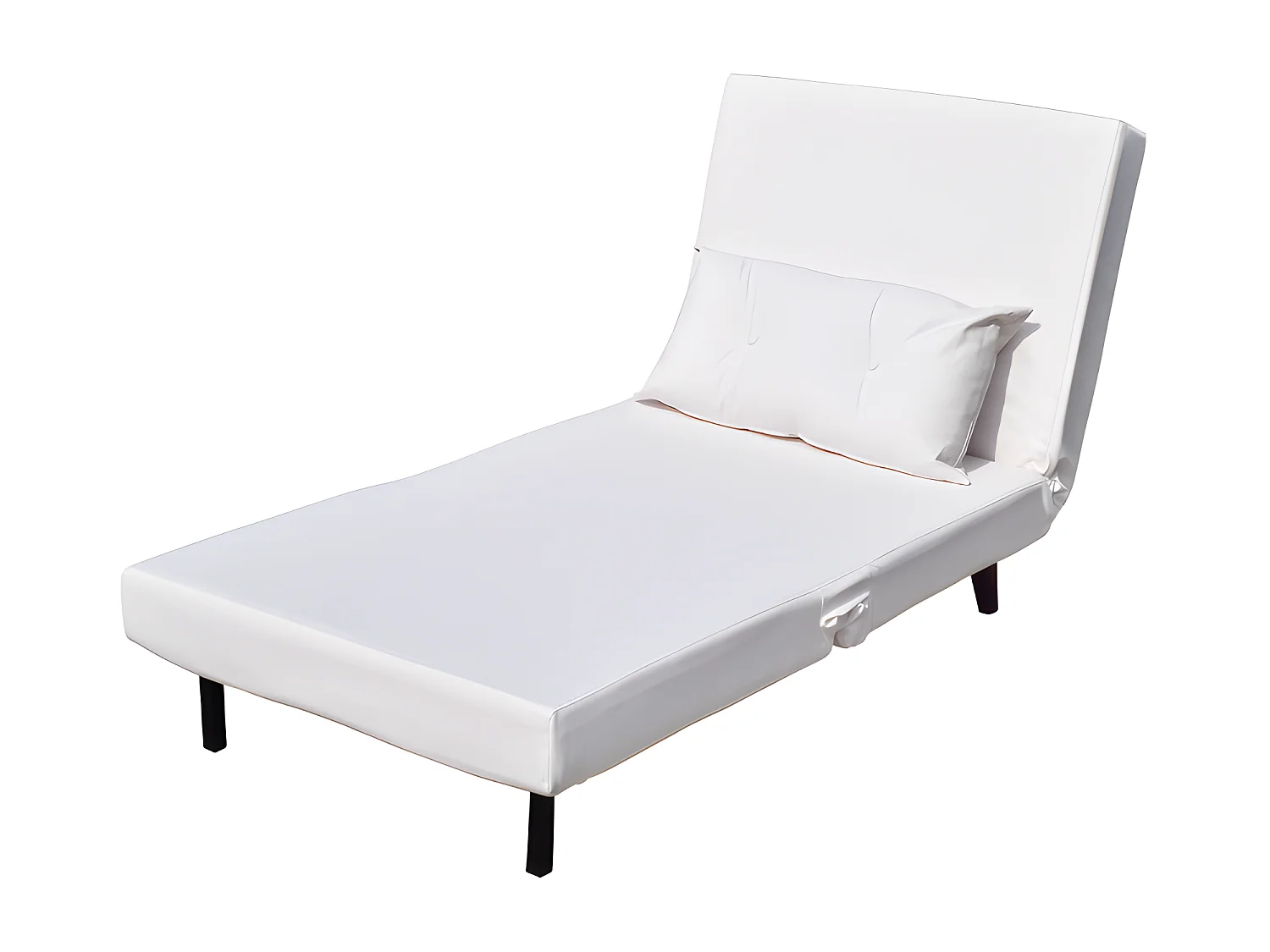 Fauteuil convertible lit une place tissu en cuir PU Blanc facile à nettoyer dimension: 80 x 90 x 84 cm - dimension lit: 80 x 190 x 28 cm