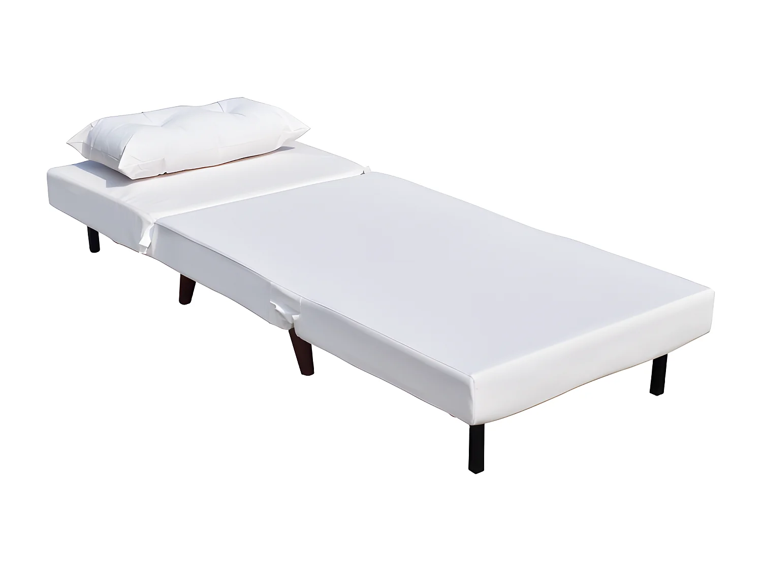 Fauteuil convertible lit une place tissu en cuir PU Blanc facile à nettoyer dimension: 80 x 90 x 84 cm - dimension lit: 80 x 190 x 28 cm