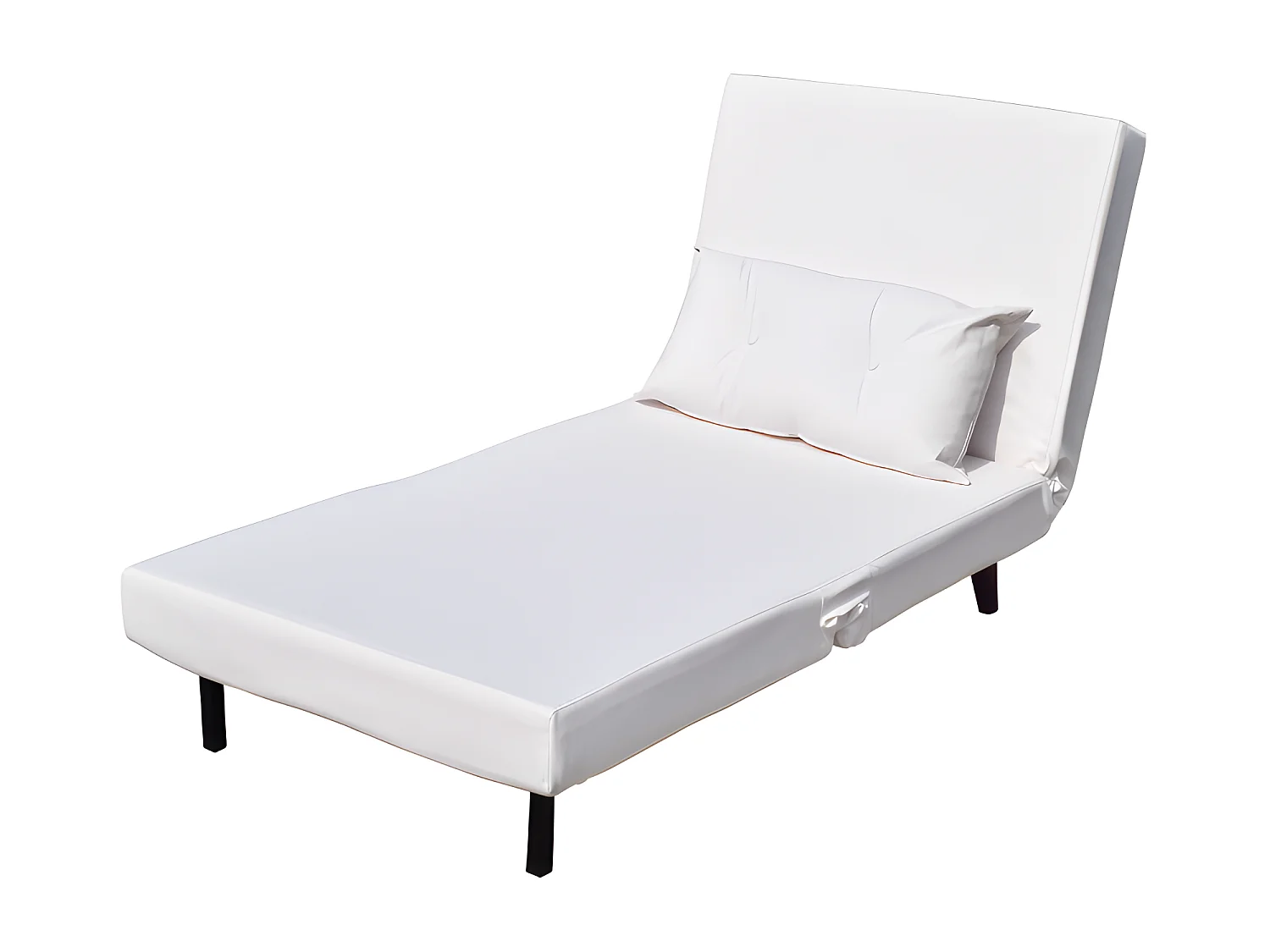 Fauteuil convertible lit 1 place tissu cuir PU blanc 80x90x84cm dimensions lit 80x190x28cm