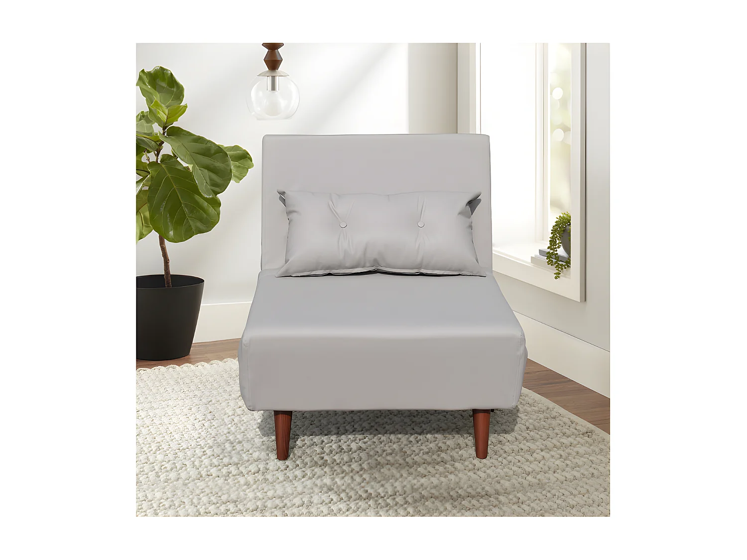 Fauteuil convertible lit 1 place en PU gris facile à nettoyer 80x90x84 cm lit 80x190x28 cm