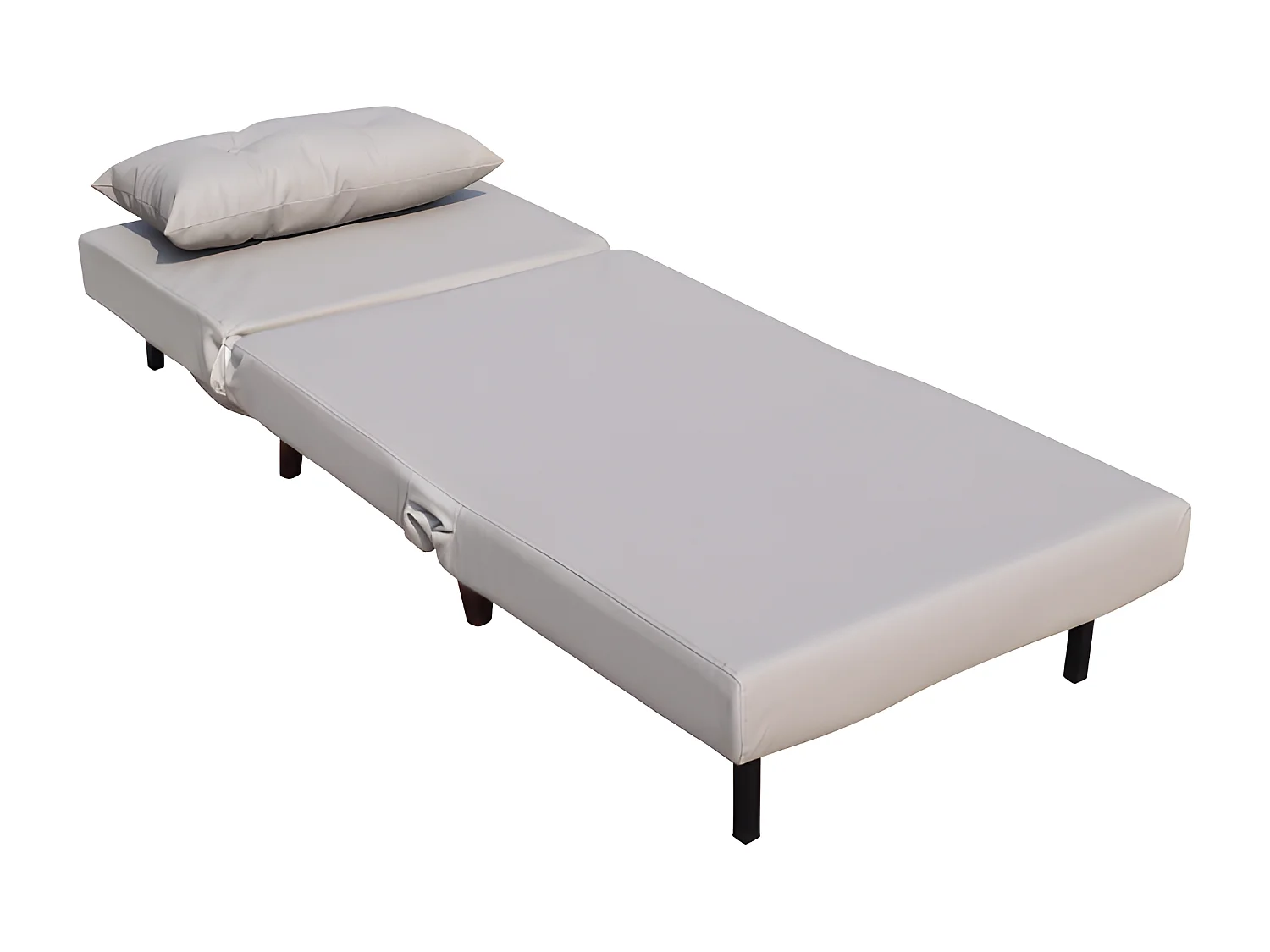 Fauteuil convertible lit 1 place en PU gris facile à nettoyer 80x90x84 cm lit 80x190x28 cm