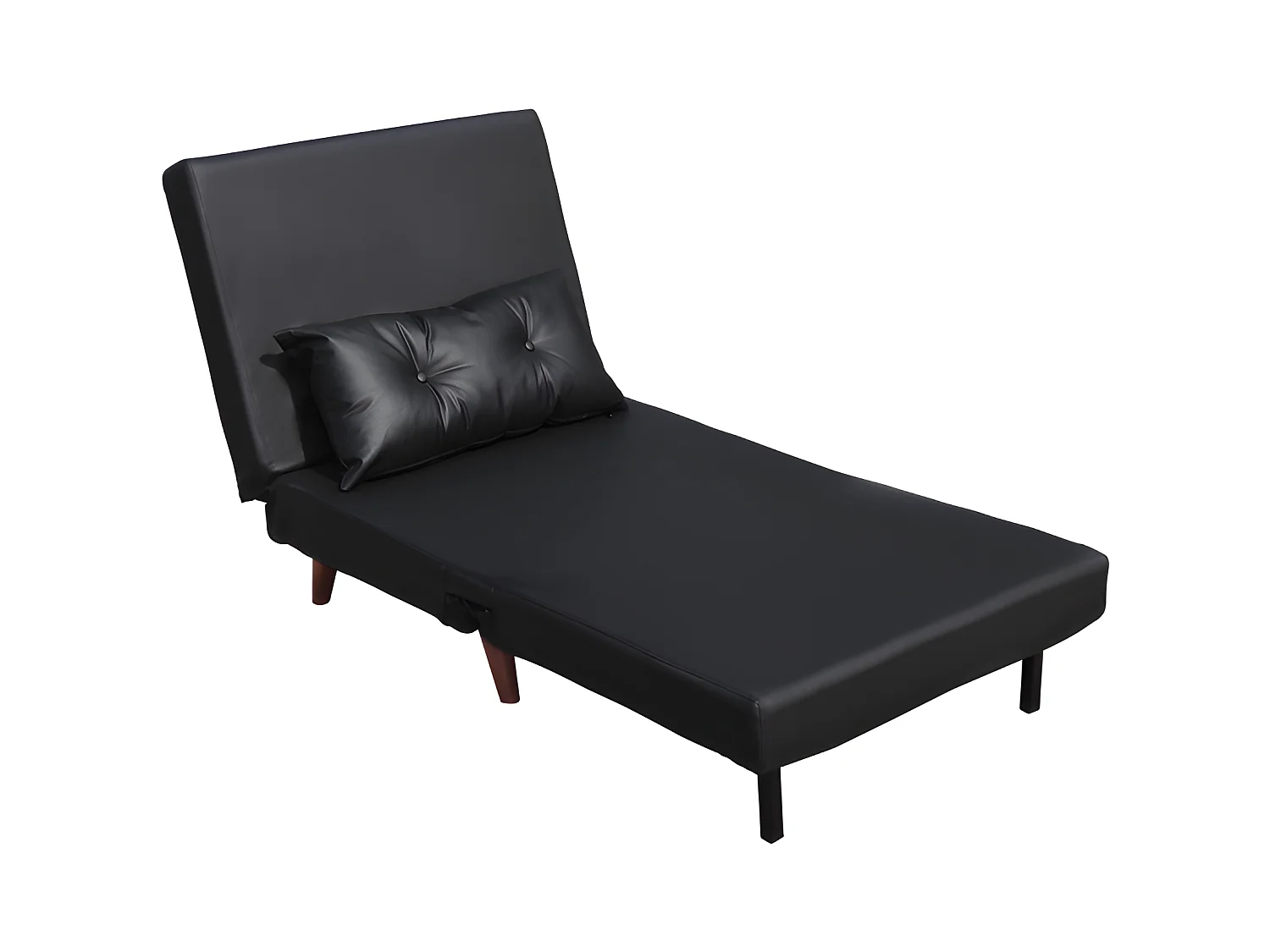 Fauteuil convertible lit une place tissu en cuir PU Noir facile à nettoyer dimension: 80 x 90 x 84 cm - dimension lit: 80 x 190 x 28 cm