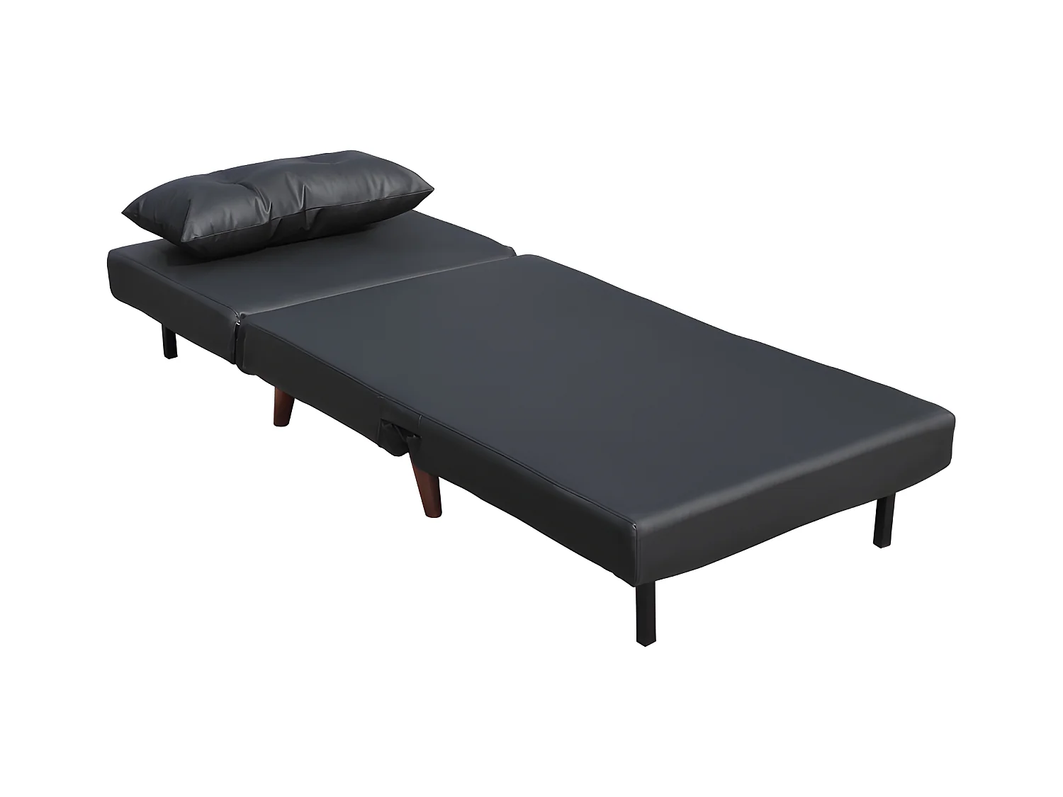 Fauteuil convertible lit une place tissu en cuir PU Noir facile à nettoyer dimension: 80 x 90 x 84 cm - dimension lit: 80 x 190 x 28 cm