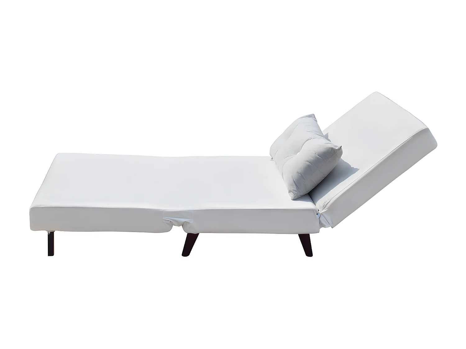 Fauteuil convertible lit 1 place velours blanc 80x90x84 cm lit 80x190x28 cm