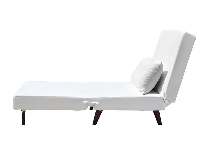 Fauteuil convertible lit 1 place velours blanc 80x90x84 cm lit 80x190x28 cm
