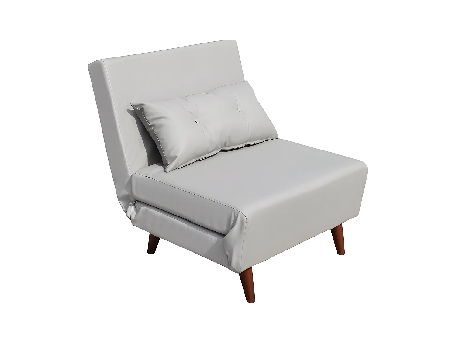 Fauteuil convertible lit une place tissu en cuir PU Gris facile à nettoyer dimension: 80 x 90 x 84 cm - dimension lit: 80 x 190 x 28 cm