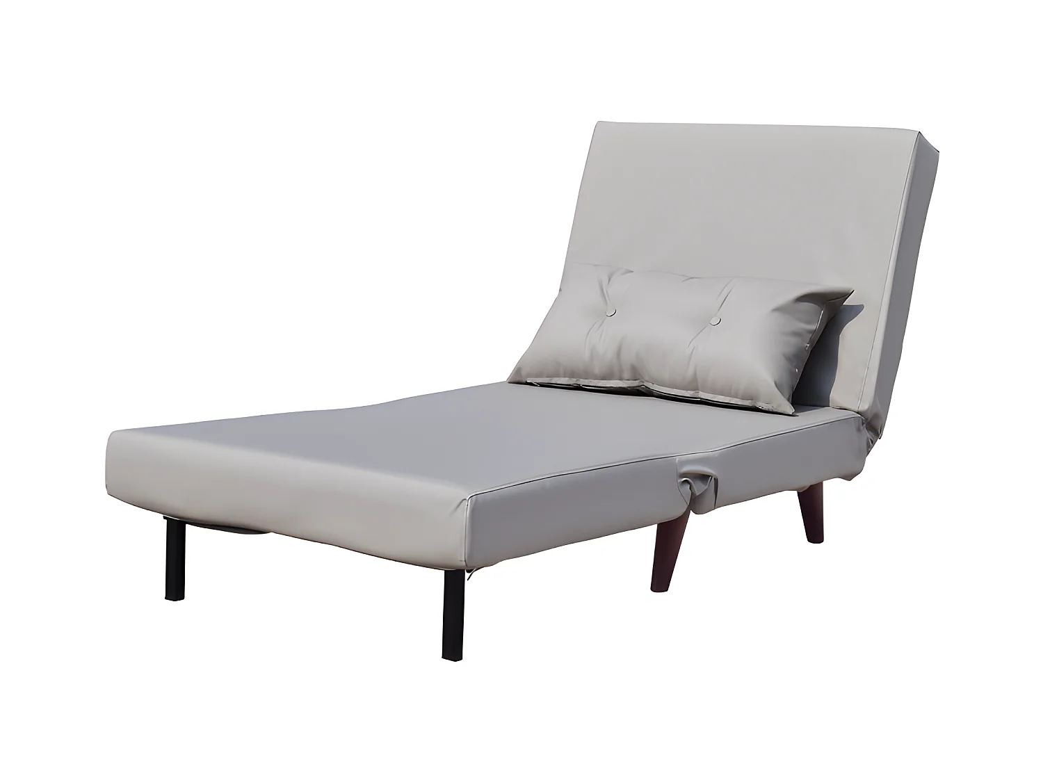 Fauteuil convertible lit une place tissu en cuir PU Gris facile à nettoyer dimension: 80 x 90 x 84 cm - dimension lit: 80 x 190 x 28 cm