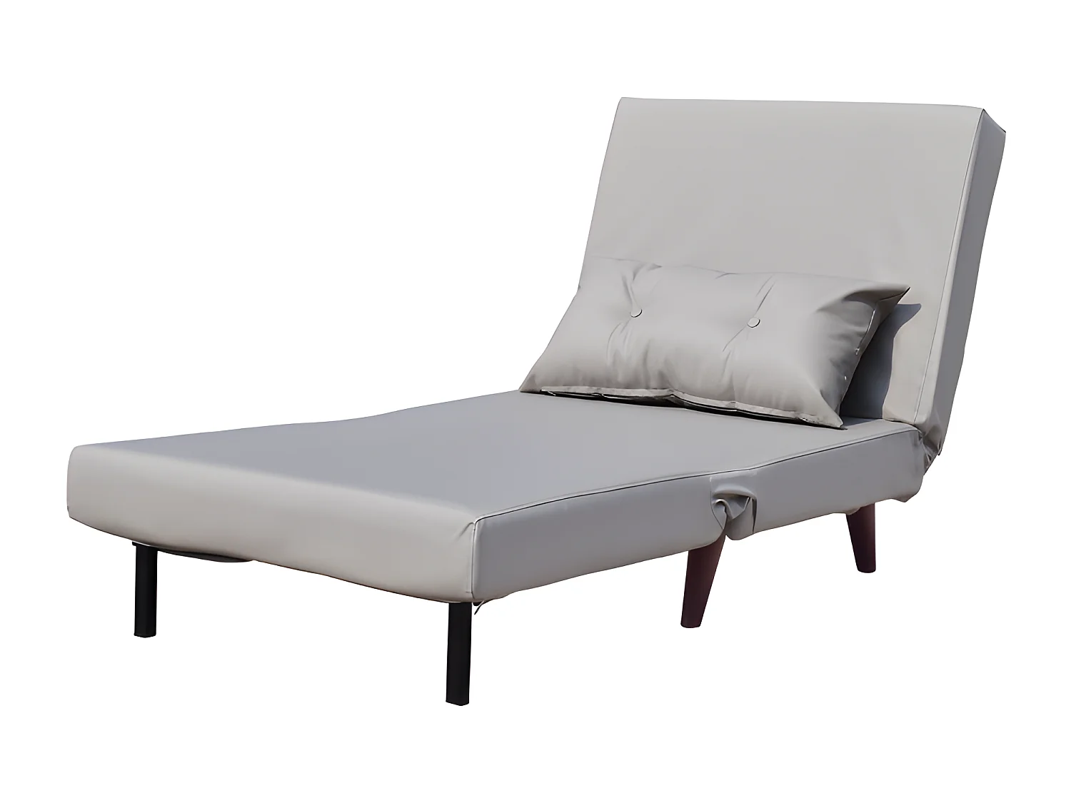 Fauteuil convertible lit une place tissu en cuir PU Gris facile à nettoyer dimension: 80 x 90 x 84 cm - dimension lit: 80 x 190 x 28 cm