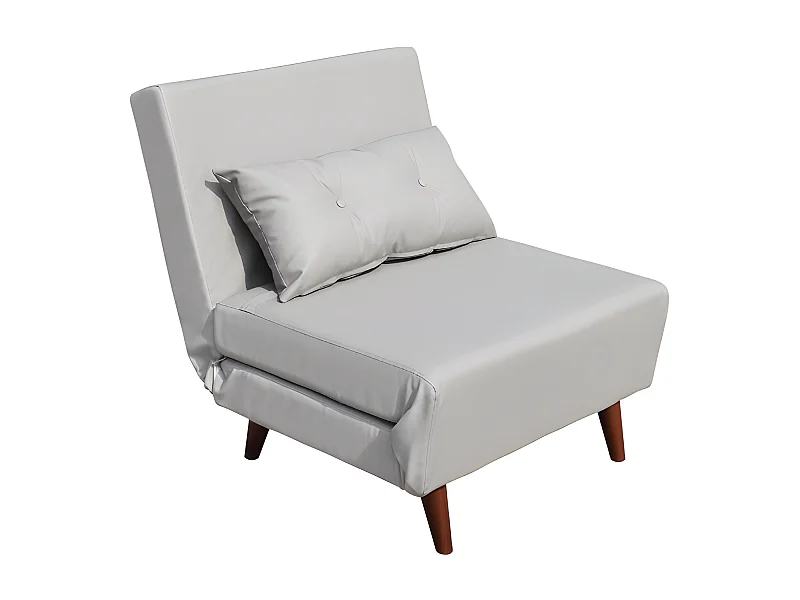 Fauteuil convertible lit une place tissu en cuir PU Gris facile à nettoyer dimension: 80 x 90 x 84 cm - dimension lit: 80 x 190 x 28 cm